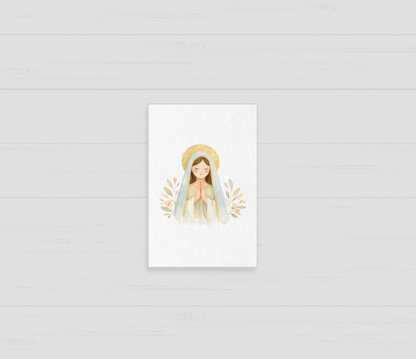 Santito de bautizo de la Virgen en calma, recuerdo personalizado