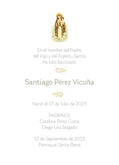 Santito de Bautizo Virgen del Carmen (12 u)