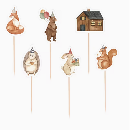 Topper animales del bosque celebrando