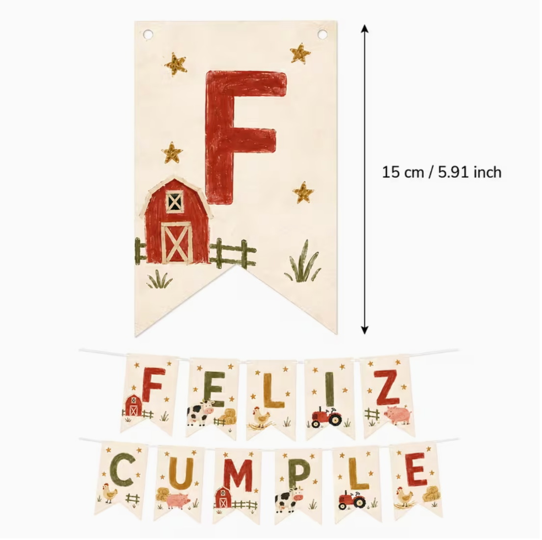Banderín Feliz Cumple de la granja