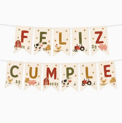 Banderín Feliz Cumple de la granja