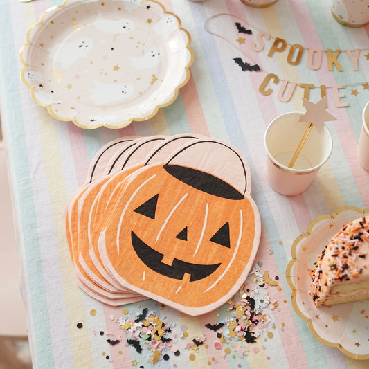 Servilletas calabaza en fiesta de Halloween