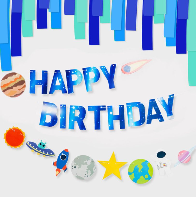 Banderín Feliz Cumpleaños de Temática del Espacio