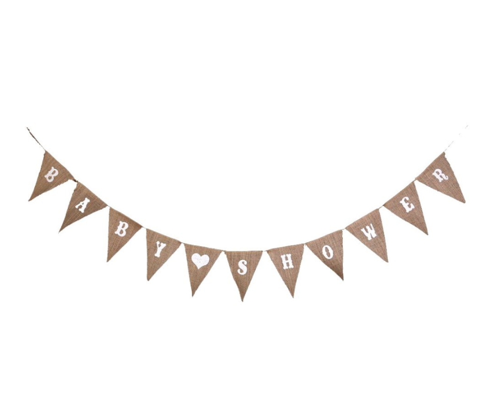 Banderín Baby Shower Arpillera Letras Blancas