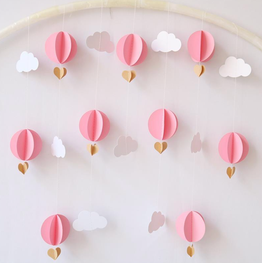 Guirnalda de globos aerostáticos rosado