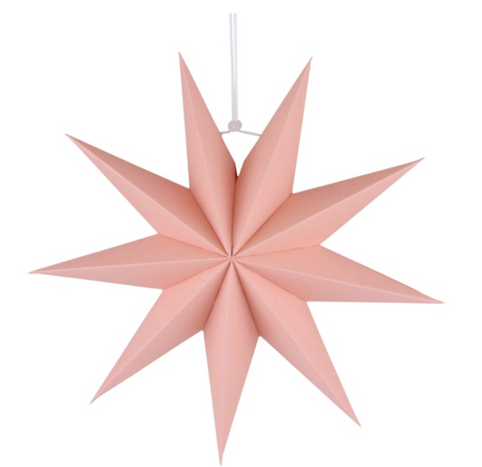 Estrella colgante de papel rosado