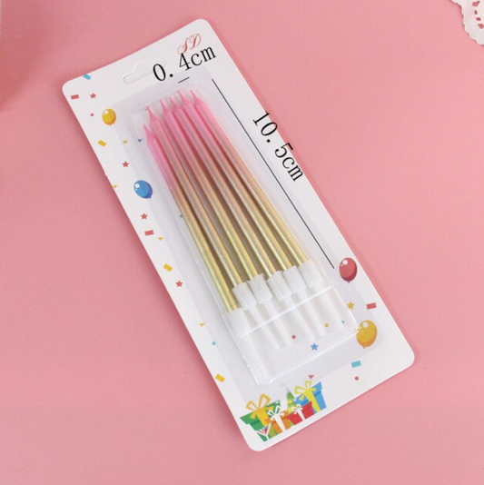 Velas degradé rosado dorado