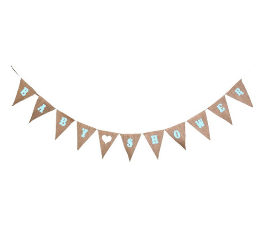 Banderín Baby Shower Arpillera Letras Celestes