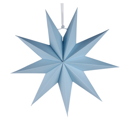 Estrella colgante de papel celeste
