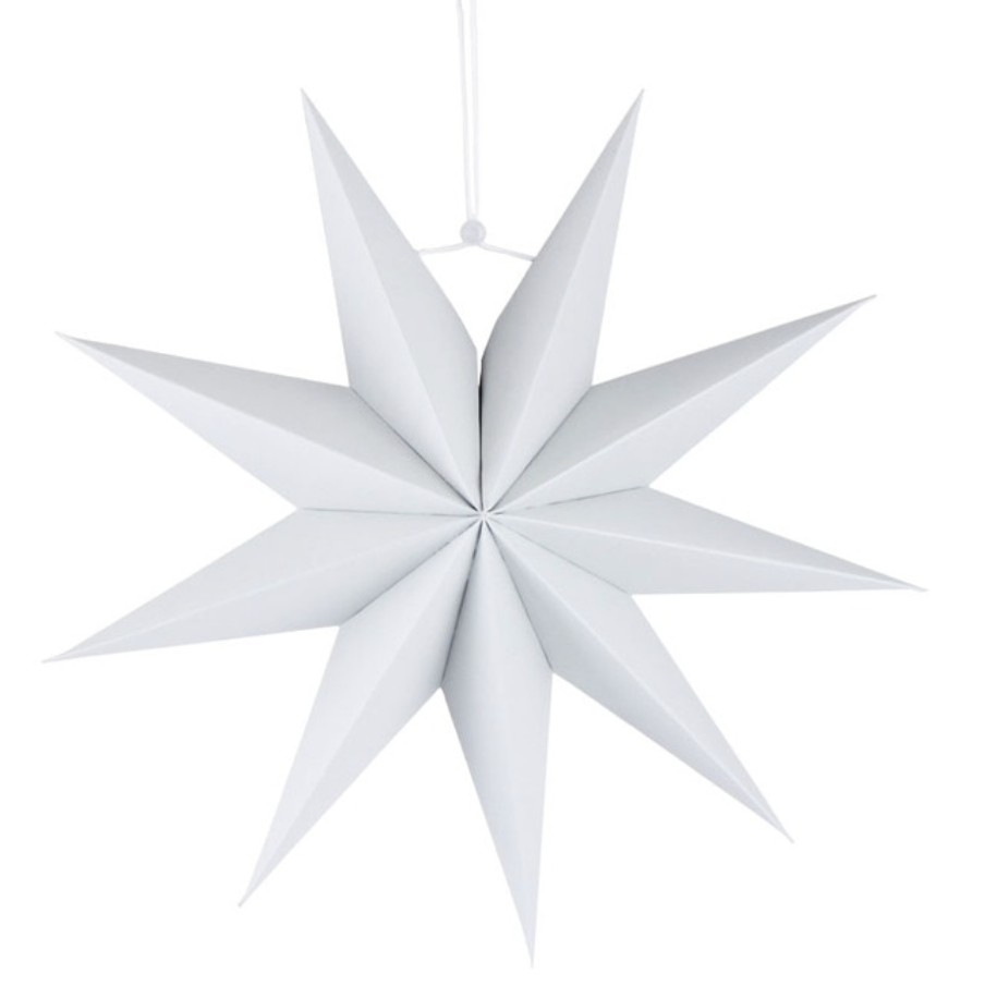 Estrella colgante de papel blanco
