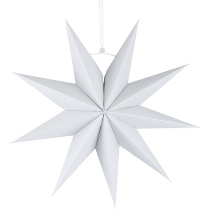 Estrella colgante de papel blanco