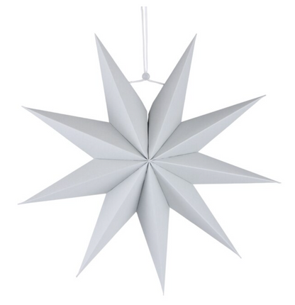 Estrella colgante de papel gris