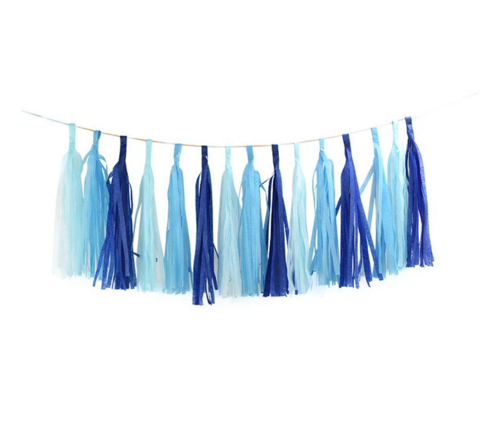 Guirnalda flecos tonos azules